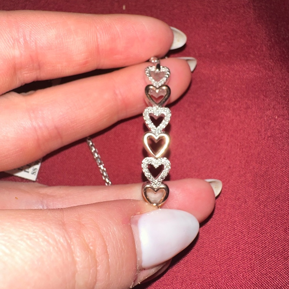 Elegant Rose Gold and Silver Heart bracelet